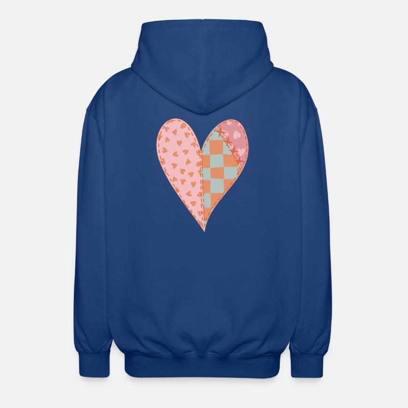 Patchwork Heart No2 - Unisex Hooded Jacket - royal blue