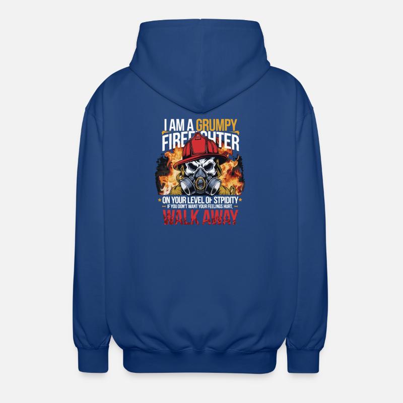 Grumpy Firefighter Skull Design - Veste à capuche unisexe - bleu royal