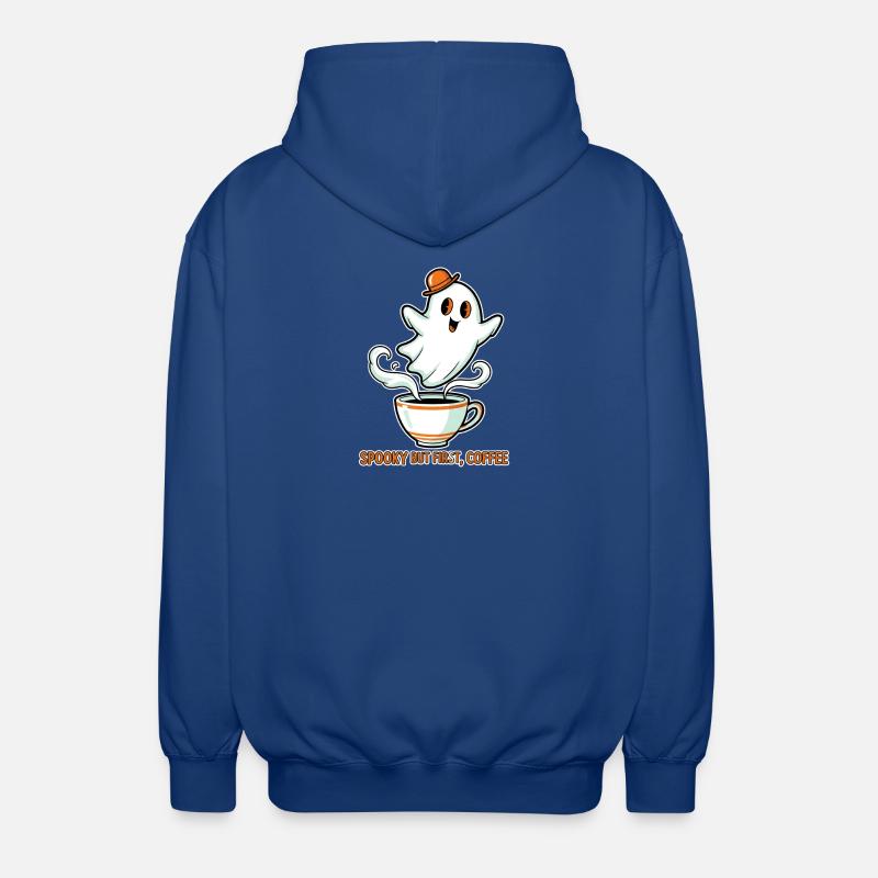 Spukiger Geist mit Kaffee - Unisex Kapuzenjacke - Royalblau