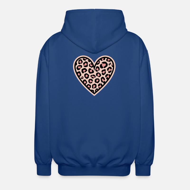 Leopard heart pattern - Unisex Hooded Jacket - royal blue