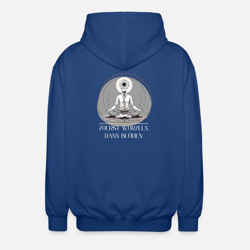 Conception méditative de la fleur - Enraciné - Veste à capuche unisexe - bleu royal