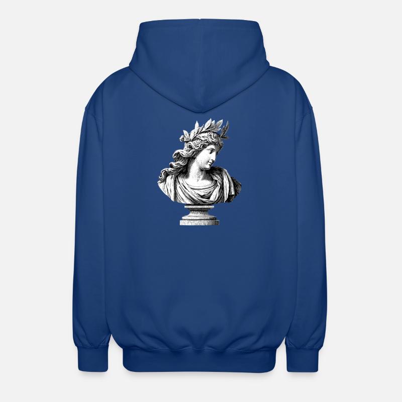 Ancient Goddess Bust – Classic Engraving - Unisex Hooded Jacket - royal blue