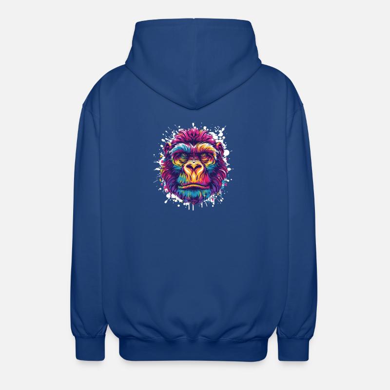 Gorilla Farbklecks Tier - Unisex Kapuzenjacke - Royalblau