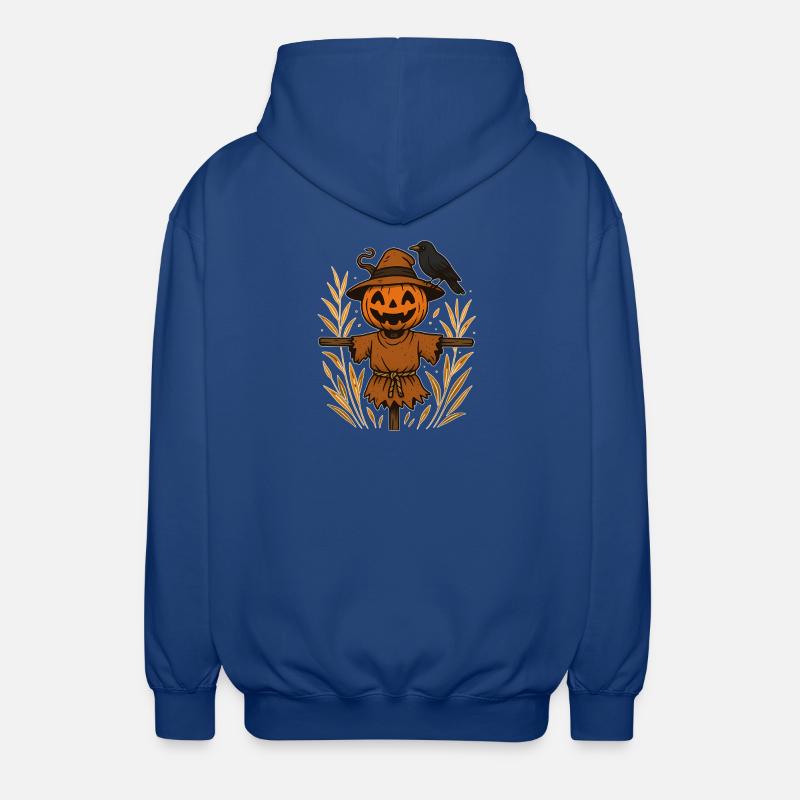 Pumpkin Ghost Scheuch with Raven - Unisex Hooded Jacket - royal blue