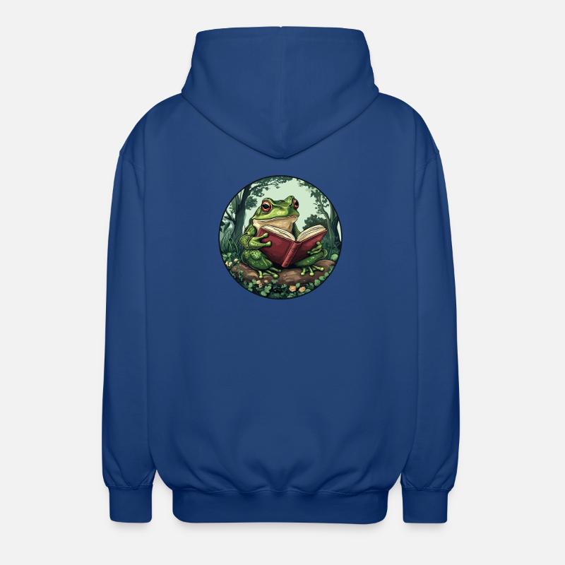 Frosch im Wald liest Buch - Unisex Kapuzenjacke - Royalblau