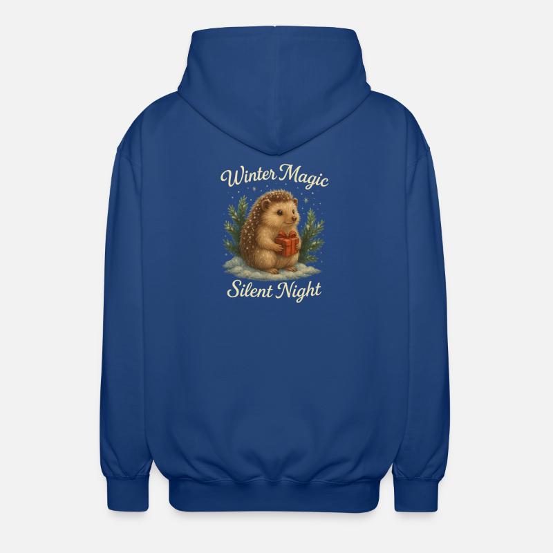Winter Magic – Silent Night with Hedgehog - Unisex Hooded Jacket - royal blue