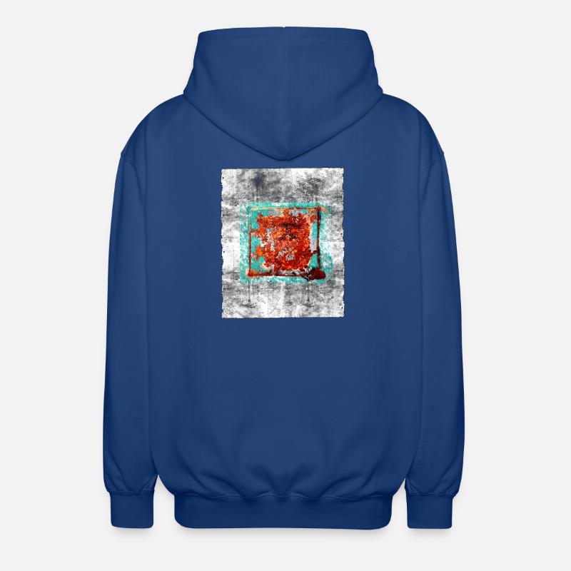 Rust square on grey texture - Unisex Hooded Jacket - royal blue