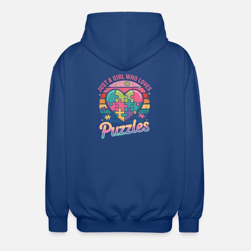 Mädchen liebt Puzzles Herz Regenbogen - Unisex Kapuzenjacke - Royalblau