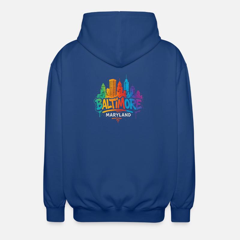 Baltimore Skyline Graffiti - Unisex Kapuzenjacke - Royalblau