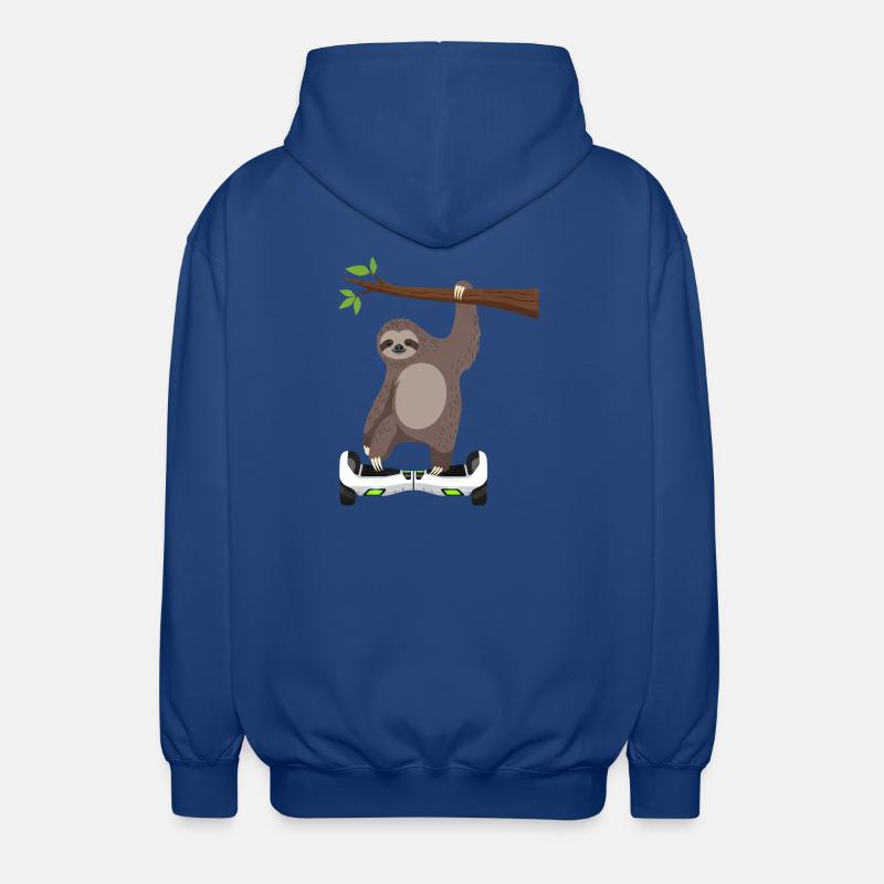 Sloth Chilling Hoverboard Cartoon Technique Same - Unisex Hooded Jacket - royal blue