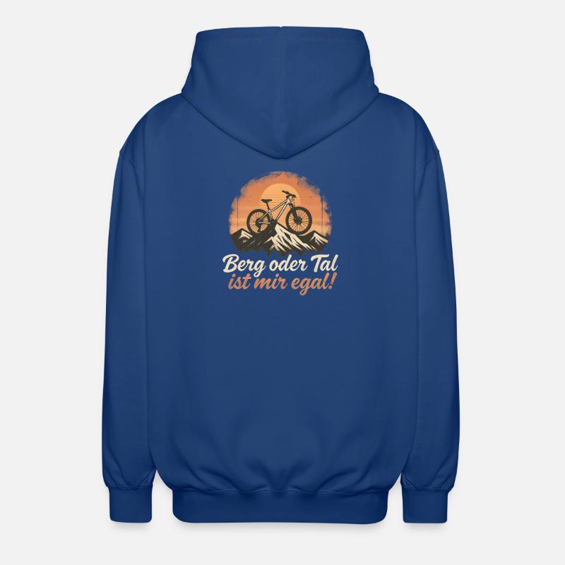 Berg oder Tal Mountainbike Radfahrer  - Unisex Kapuzenjacke - Royalblau