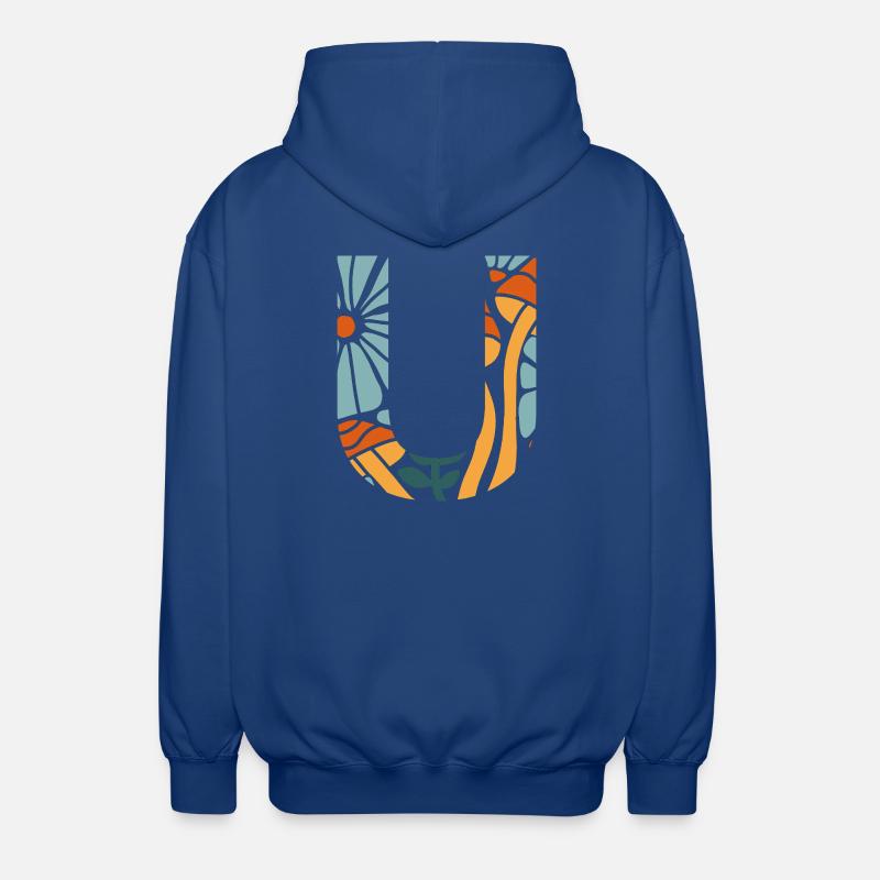 Brief u groovy Blumen Geschenkidee - Unisex Kapuzenjacke - Royalblau