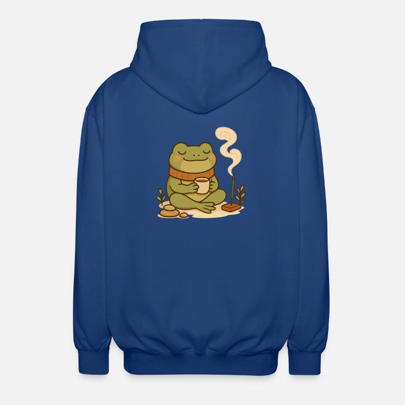 Achtsamer Frosch mit Tee & Räucherstäbchen - Unisex Kapuzenjacke - Royalblau