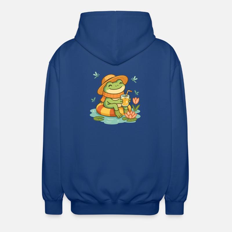 Summer Frog – Cozy Frog with Lemonade - Unisex Hooded Jacket - royal blue