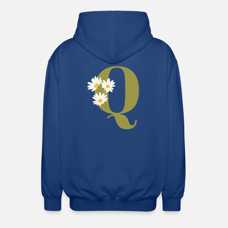 Buchstaben q grüne Gänseblümchen - Unisex Kapuzenjacke - Royalblau