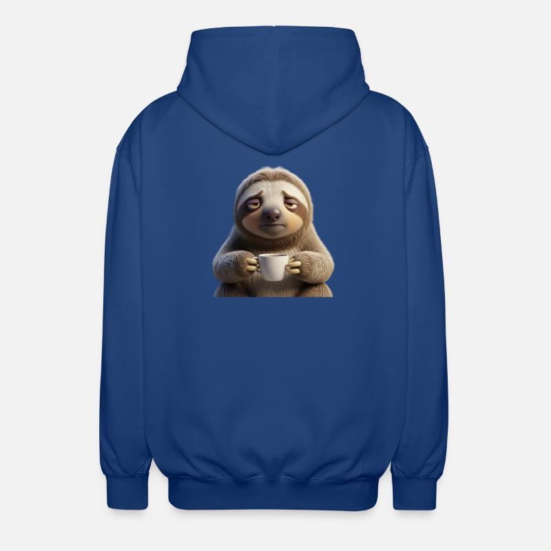 Funny tired sloth with coffee - Unisex Hooded Jacket - royal blue