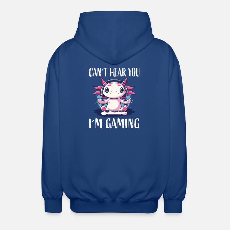Gaming Axolotl mit Headset - Unisex Kapuzenjacke - Royalblau
