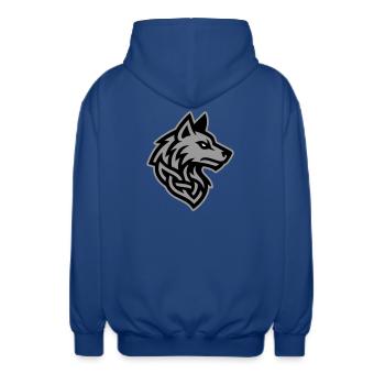 Wolf Kopf Wikinger - Unisex Kapuzenjacke - Royalblau - Hinten - AI Model Male 185 light (185cm)