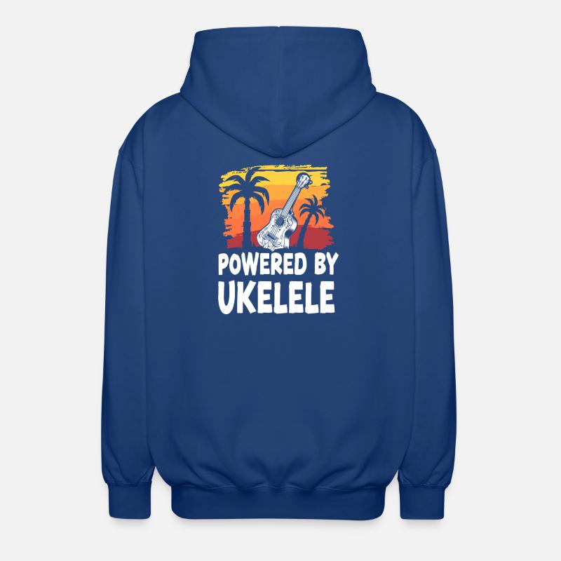 Ukulélé hawaïen Ukulélé propulsé par - Veste à capuche unisexe - bleu royal