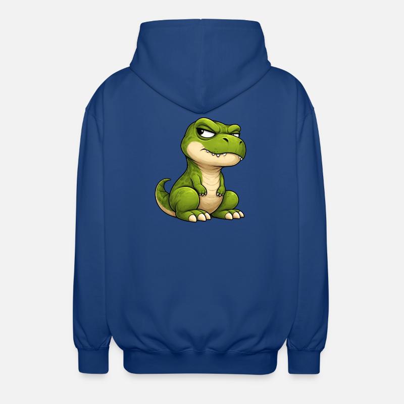 Grumpy T-Rex Cartoon Skeptical Look - Unisex Hooded Jacket - royal blue