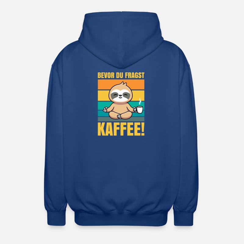 Before you ask Coffee Sloth - Unisex Hooded Jacket - royal blue