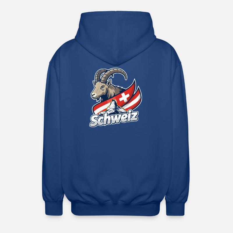 Bouquetin alpin avec drapeau suisse - Veste à capuche unisexe - bleu royal
