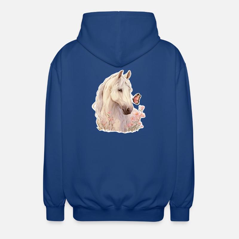 Pferd mit Schmetterling - Unisex Kapuzenjacke - Royalblau