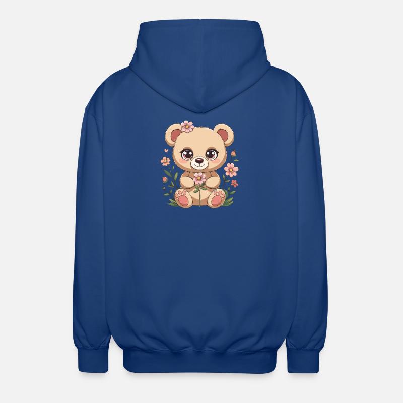 Ours en peluche avec des fleurs - Veste à capuche unisexe - bleu royal