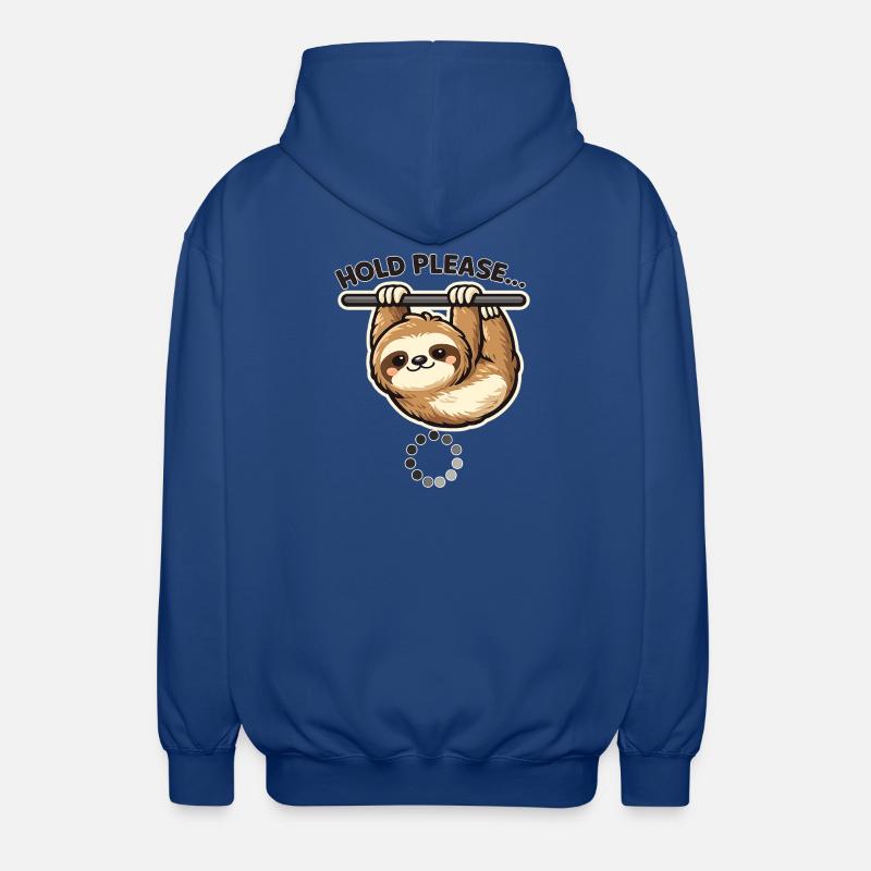 Sloth Please Hold Motif - Unisex Hooded Jacket - royal blue