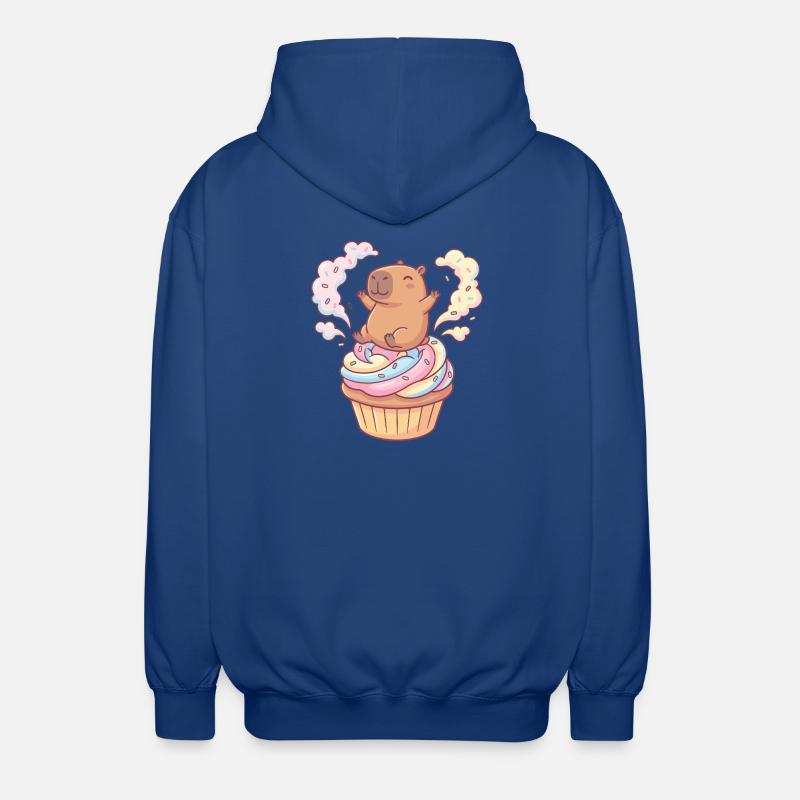Fête cupcake capybara avec glaçage arc-en-ciel - Veste à capuche unisexe - bleu royal