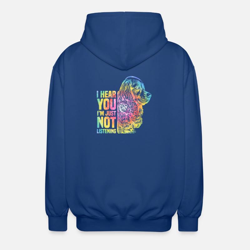 Regenbogen Tier Hund Cocker Spaniel - Unisex Kapuzenjacke - Royalblau