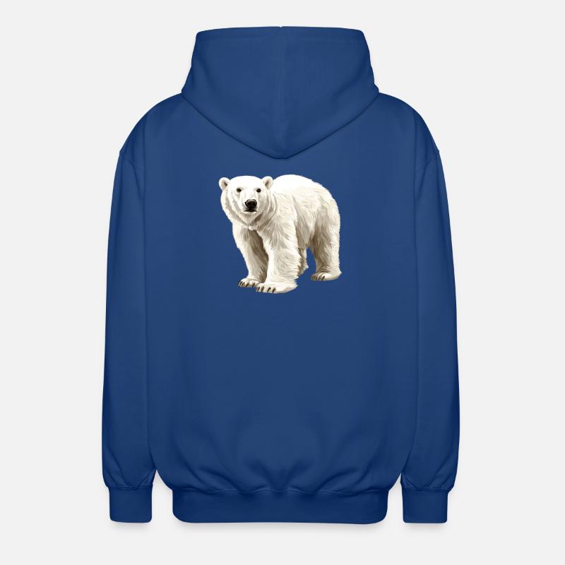 Polar Bear Illustration Pure White - Unisex Hooded Jacket - royal blue