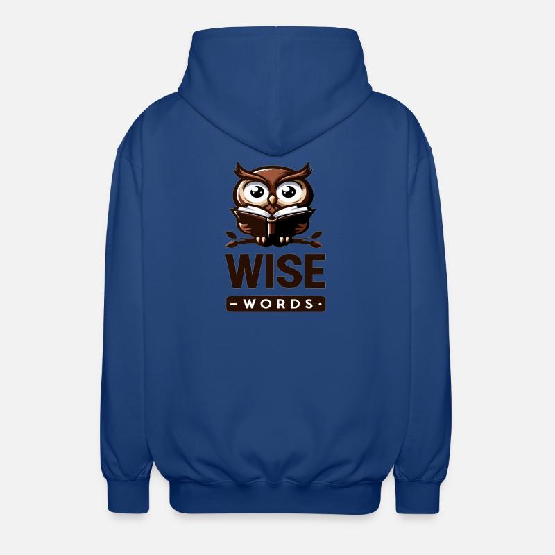 Weise Eule mit Buch – Wörter - Unisex Kapuzenjacke - Royalblau
