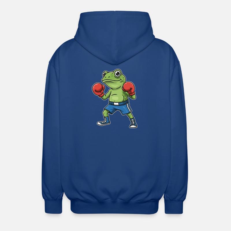 Dessin animé de la grenouille boxeuse - Veste à capuche unisexe - bleu royal