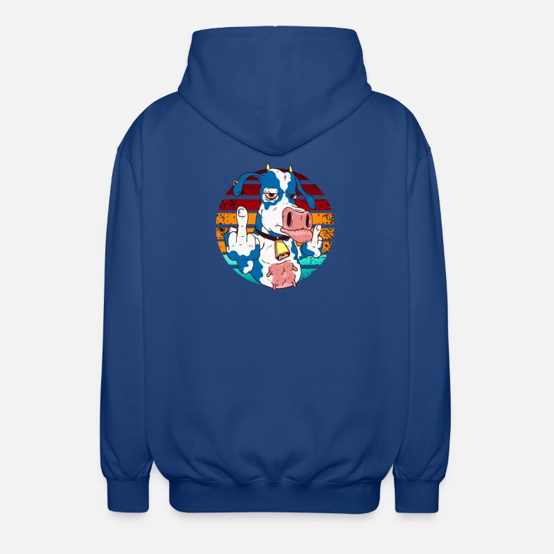 Kuh mit Mittelfinger im Regenbogen - Unisex Kapuzenjacke - Royalblau