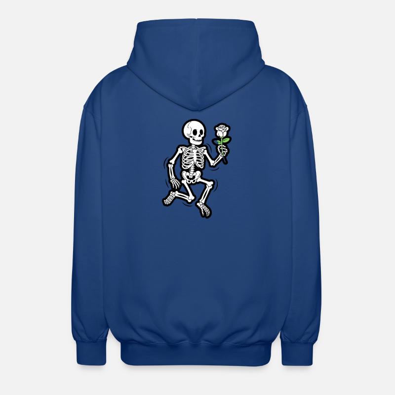 Dancing Skeleton with Rose Funny Halloween - Unisex Hooded Jacket - royal blue