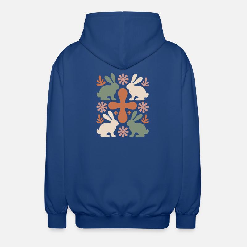 Easter Bunny Cross Pattern - Unisex Hooded Jacket - royal blue