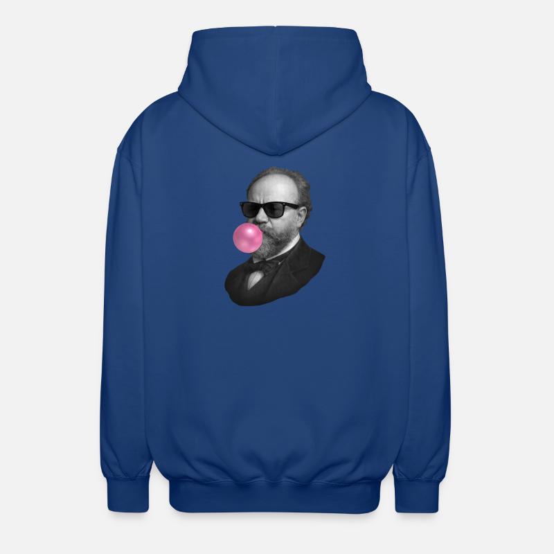 Svart och vit dandy med rosa bubbla - Luvjacka unisex - kungsblå