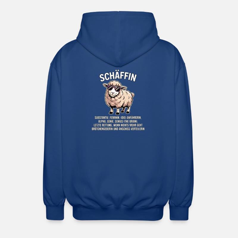 Schäffin - Alpha Schaf mit Sonnenbrille - Unisex Kapuzenjacke - Royalblau