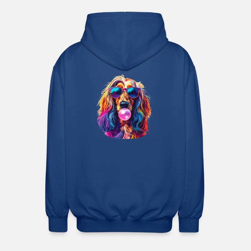 Pop-Art Afghanischer Windhund mit Bubblegum - Unisex Kapuzenjacke - Royalblau