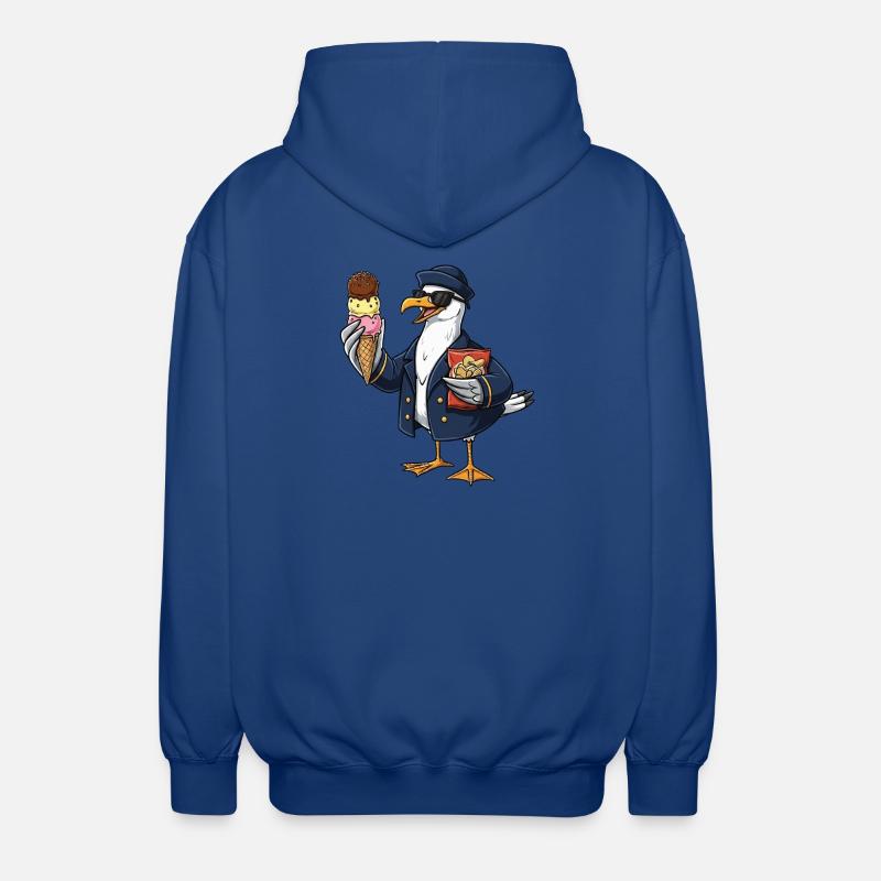 Cooler Möwenkapitän Mit Eis Und Chips - Unisex Hooded Jacket - royal blue