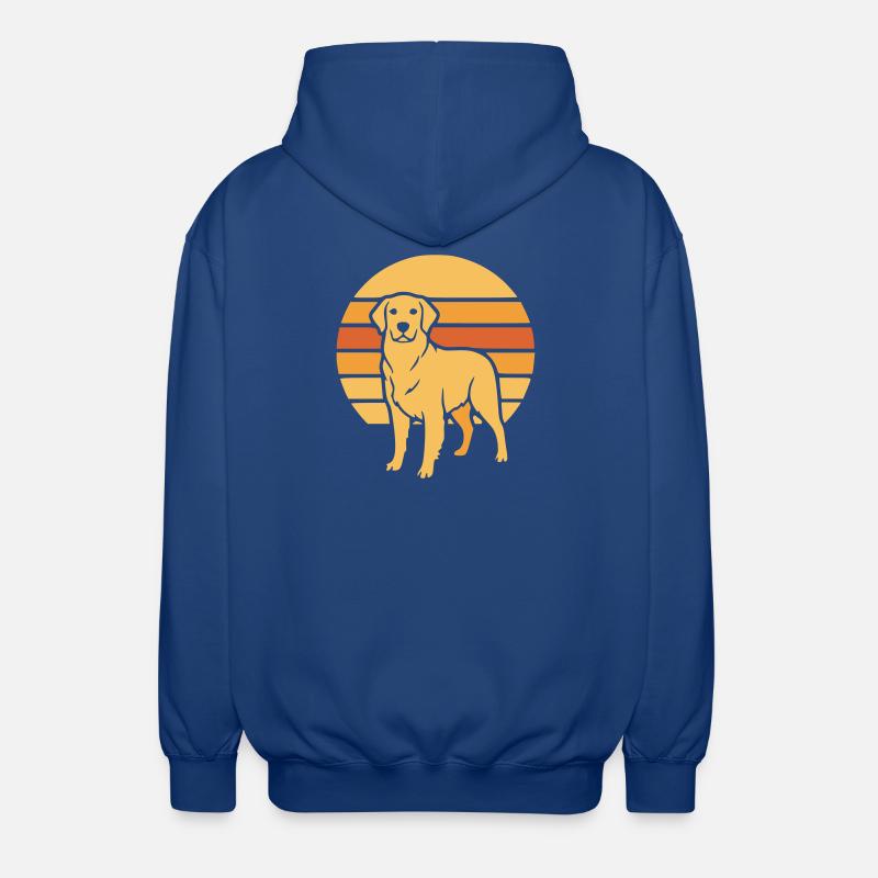 Hund Retro Sunset Flat Icon - Unisex Kapuzenjacke - Royalblau