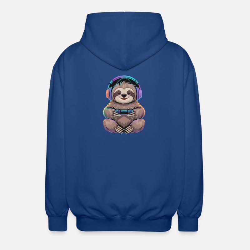  Faultier Gamer Mit Controller Und Bunter - Unisex Kapuzenjacke - Royalblau