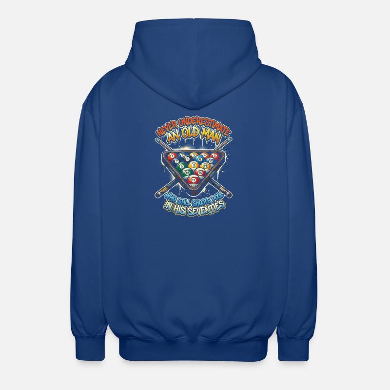 Never underestimate old man pool - Unisex Hooded Jacket - royal blue