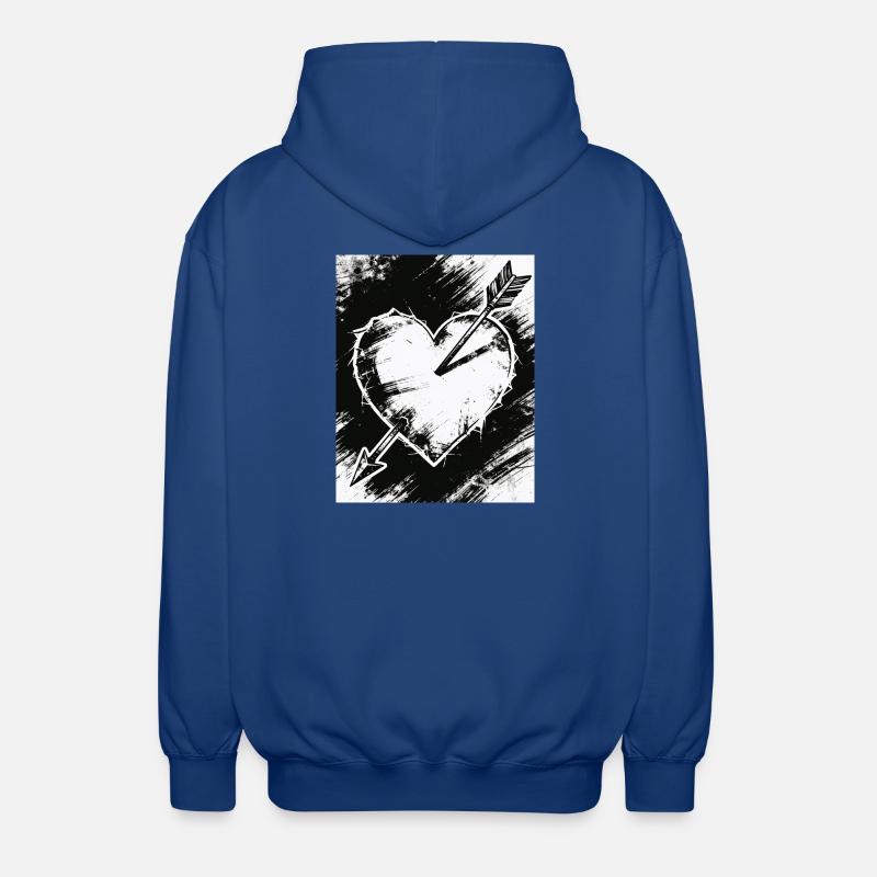 Cœur noir et blanc avec flèche - Veste à capuche unisexe - bleu royal