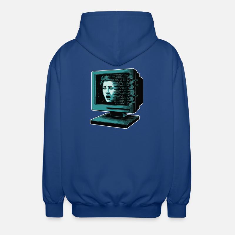 Retro-Computer Schrecken-  Retroglitch KI - Unisex Kapuzenjacke - Royalblau
