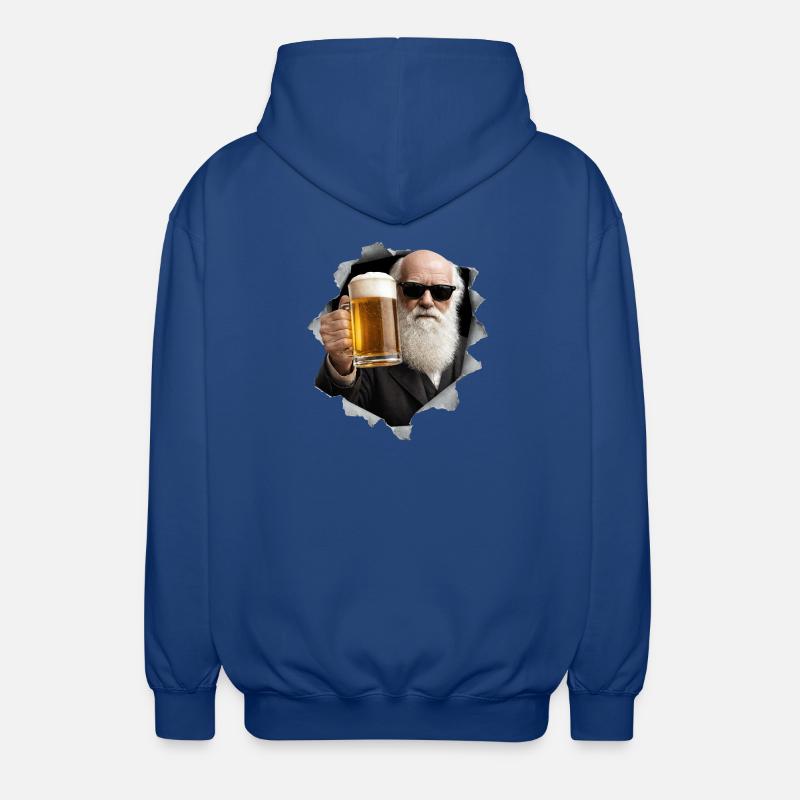 Charles Darwin hält ein Bier - Unisex Kapuzenjacke - Royalblau