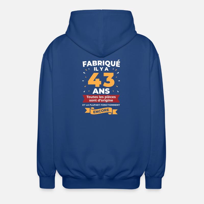 43 Ans Pièces d’origine - Veste à capuche unisexe - bleu royal