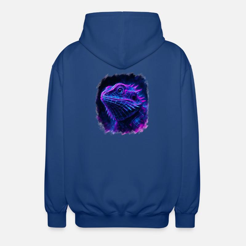 Dragon Barbu Cyberpunk Néon Synthwave - Veste à capuche unisexe - bleu royal