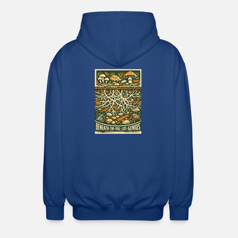 Génie souterrain | Mycologie du mycélium - Veste à capuche unisexe - bleu royal